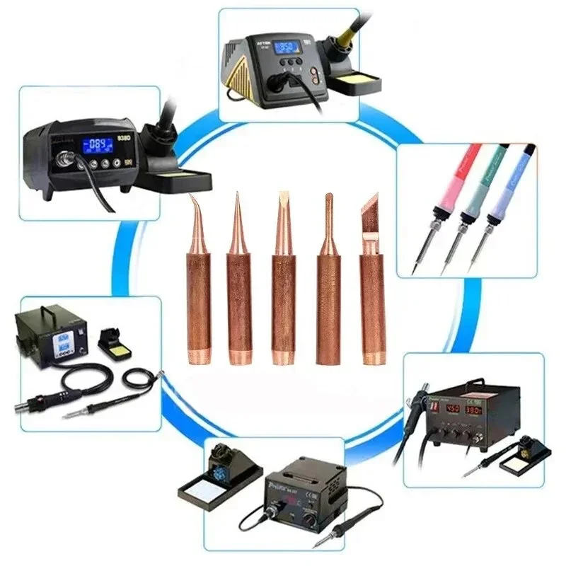 5/10Pcs Electric Soldering Iron Head Tool Copper Welding Head 900M-T-K Pure Copper Soldering Iron Welding Equipment Welding Tool