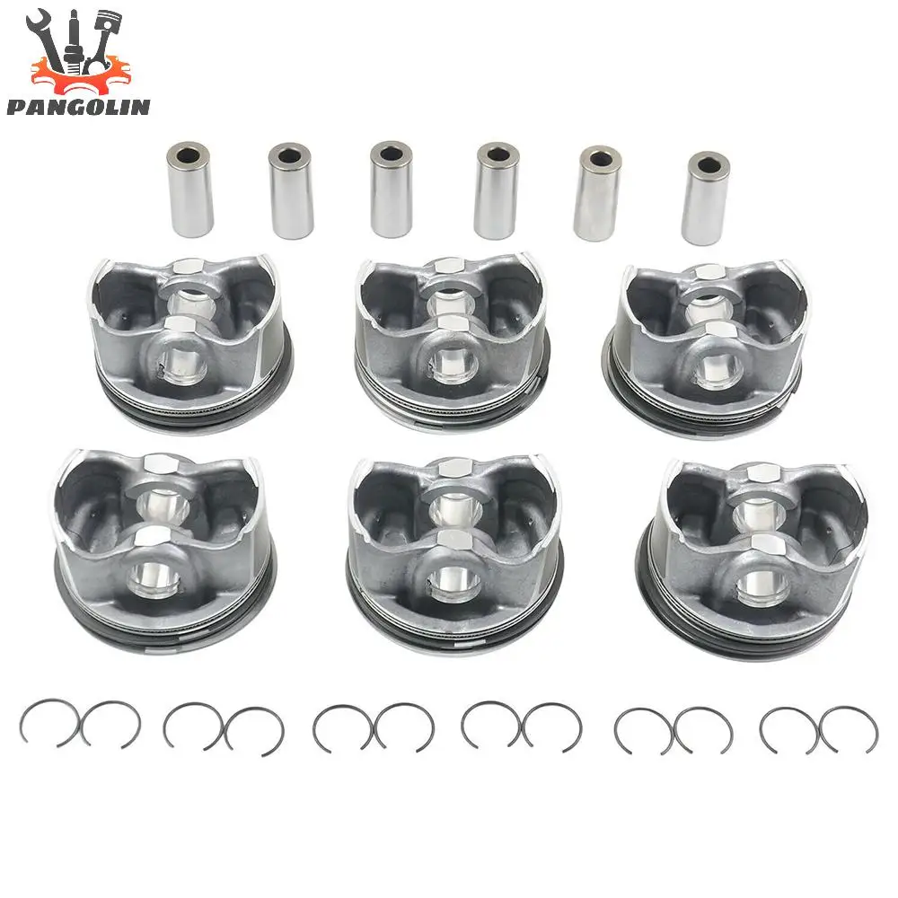 6pcs New Pistons & Rings Set STD Φ88mm A2720304017 A2720301018 for Mercedes-Benz E-CLASS W212 W211 M272 2.5L 3.0L V6 DOHC Engine