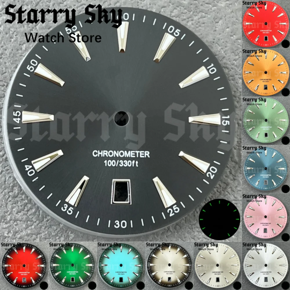 Starry Sky 33.2mm Gradient 6 o'clock Date Window Watch Dial Watch Parts With Luminous Suitable For NH35 Movement Watch Accessory