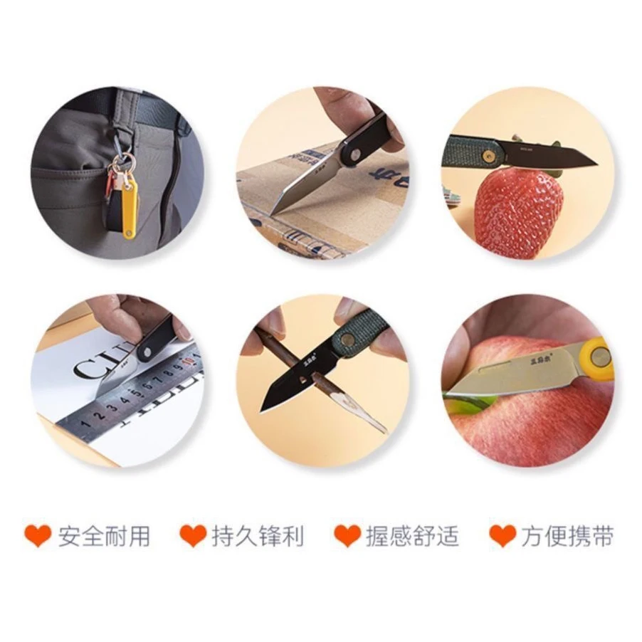 Imagem -05 - Non-slip Handle Folding Knife Lâmina de Aço Bolso Portátil Chaveiro Pequeno Handy Tool 325s Color Fruit 12c27 G10