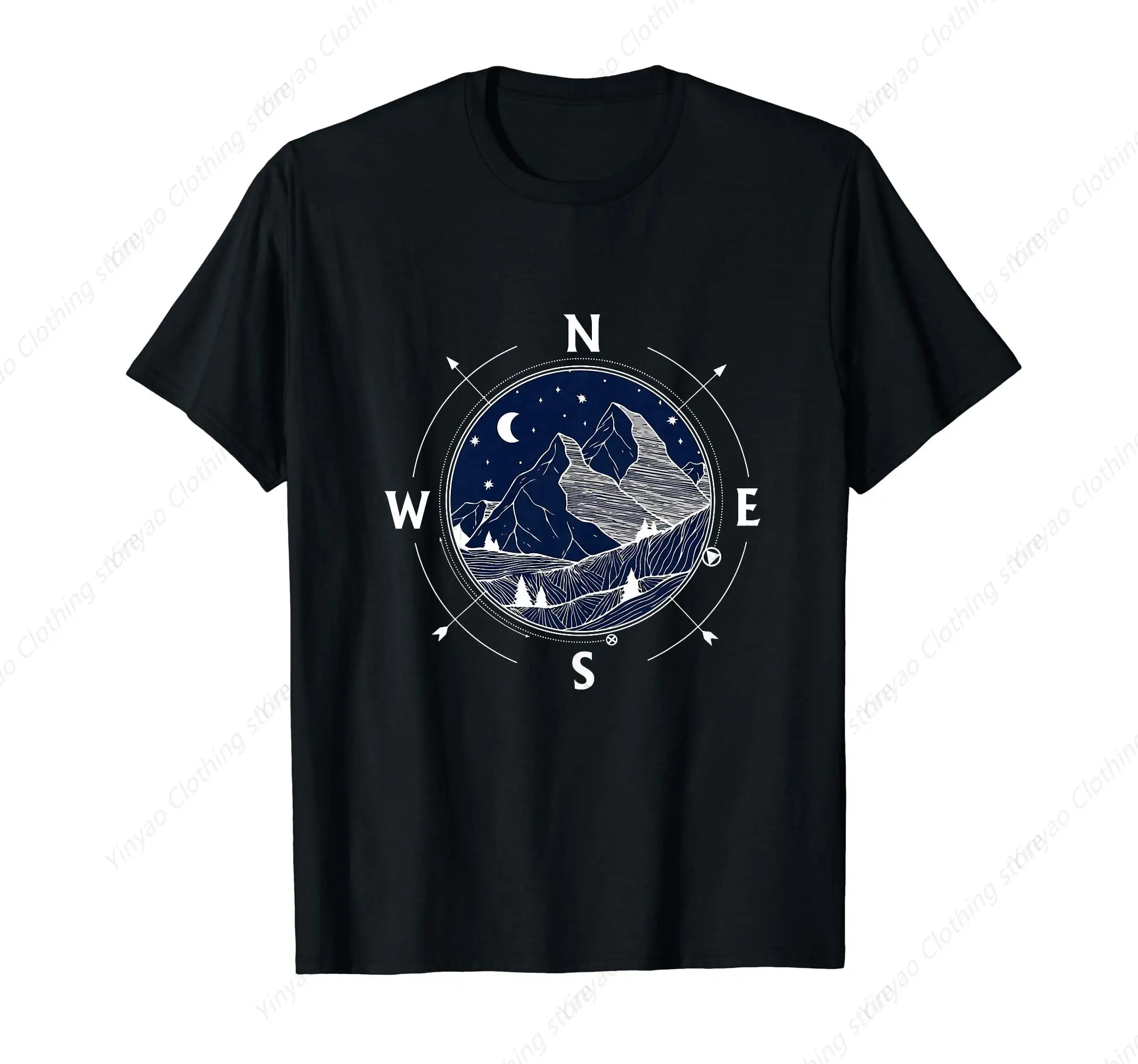 

Great Outdoors Wanderlust Shirt Bohemian Compass T-shirt Fun Printed Cotton Men's Tshirt