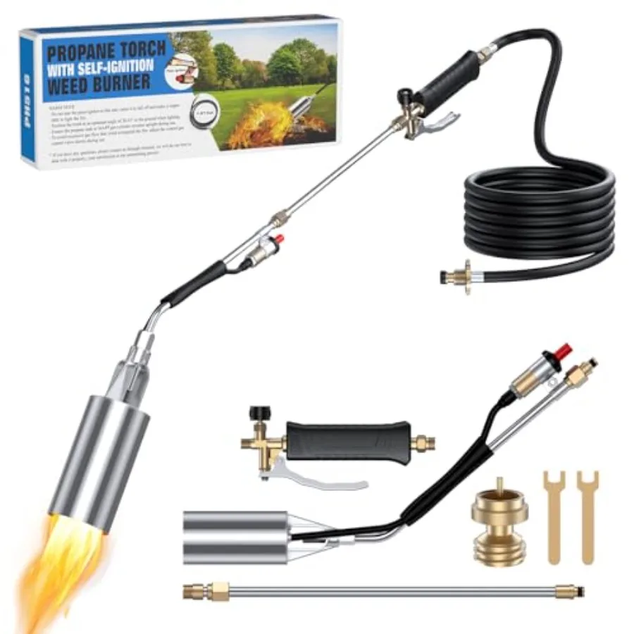 

Weed Torch Propane Torch Weed Burner for Outside with 11.5FT Hose High Output Blow Torch for Weed Flamethrower for Weeding Roof