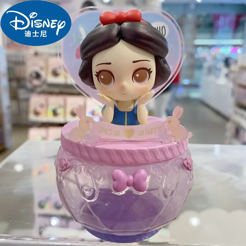 Original Disney Princess Figure Cinderella Ariel Snow White Ailuo Belle Princess Model Doll Dream Flower Storage Jewelry Box Toy