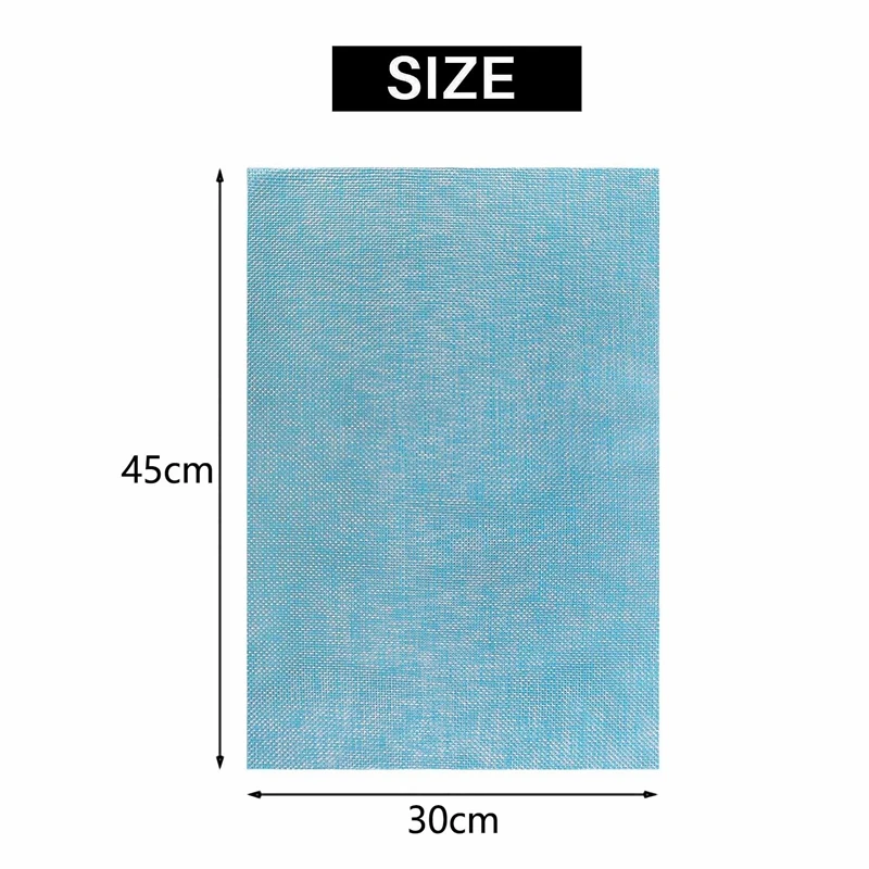 مفارش فينيل زرقاء منسوجة قابلة للغسل ، حصائر طاولة ، مانعة للإنزلاق ، سهلة التنظيف ، مجموعة من 6 متقاطعة لاسلكية