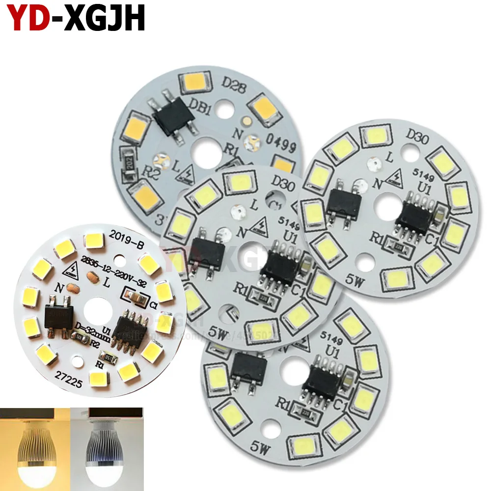 

AC220V led pcb with integrated IC driver Dimmable Integrated Smart IC Driver driverless for 3-15WWarm White LED Bulb light board
