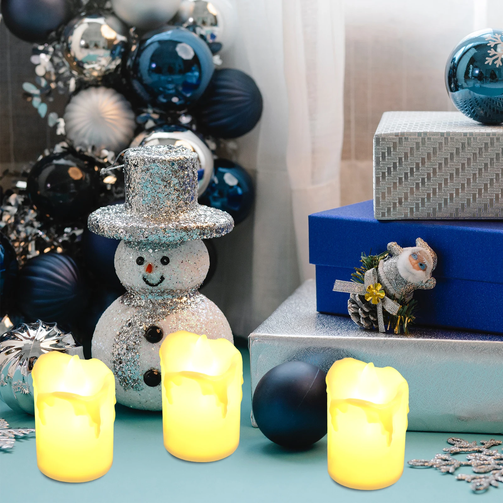 

24pcs LED Electronic C les Flameless Votive Operated Desktop Lamps Warm Atmosphere Safe Use Compact Size Plastic