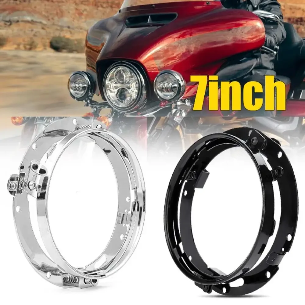 

7" 7 Inch Headlight Ring Bracket Mounting with Wire Harness H4 to 4 PIN for Road King Street Glide Headlight Trim Mount