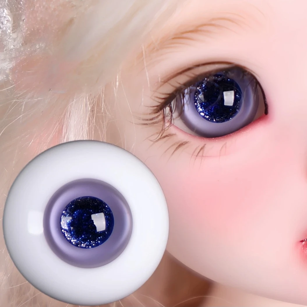 BJD Glass Eyes 14mm Purple Flash Pupil Small Iris for OB Doll Four Points Purple 02 Bright Eyes