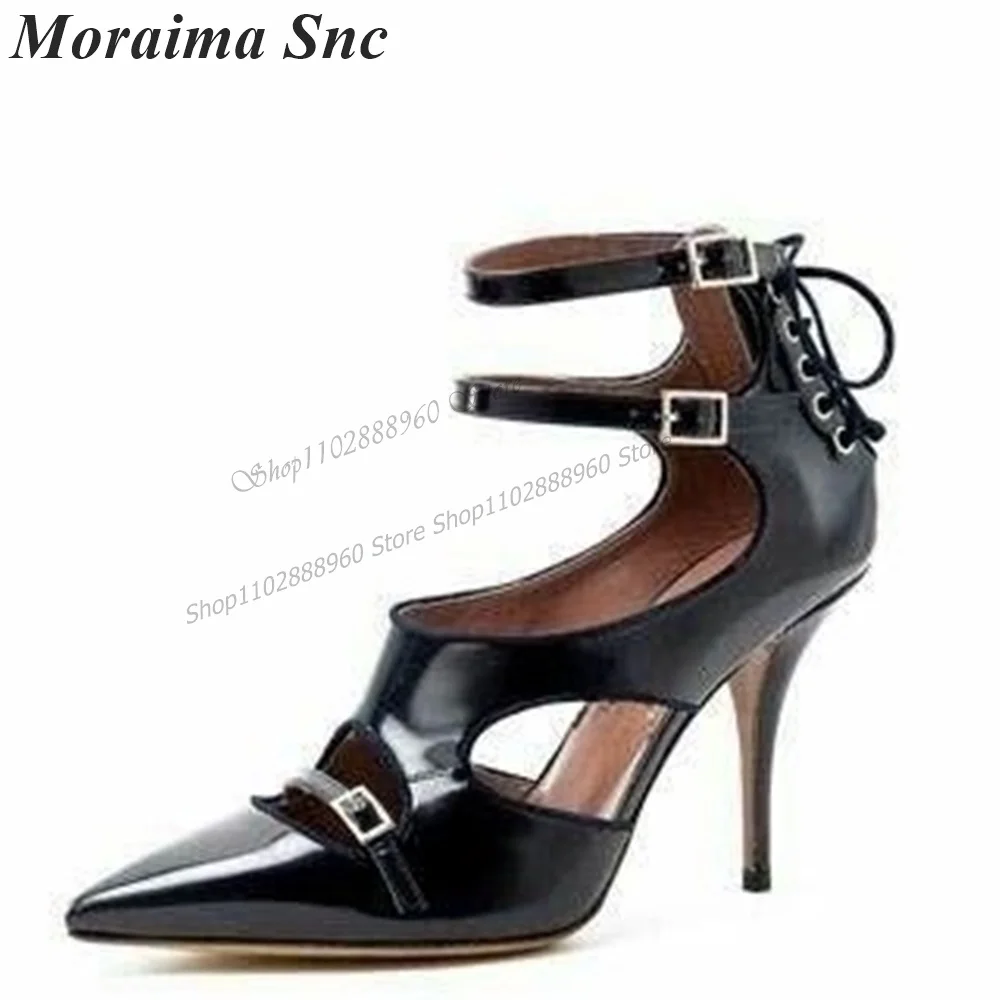 

Cross-Tied Black Belt Buckle Decor Pumps Thin High Heel Women Shoes Ankle Buckle Strap Pointed Toe 2023 Sexy Zapatos Para Mujere