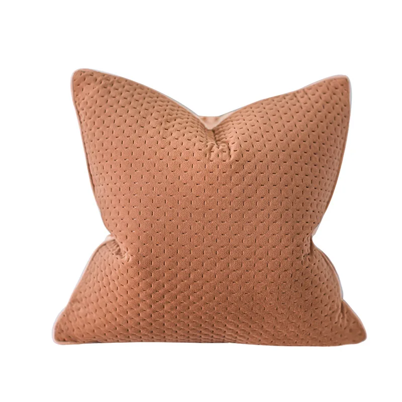 DAVINRICH Beige Textured Pillow Cover Abstract Bedside Cushion Office Lumbar Support Model Room Cushion Cover Without Core 45x45