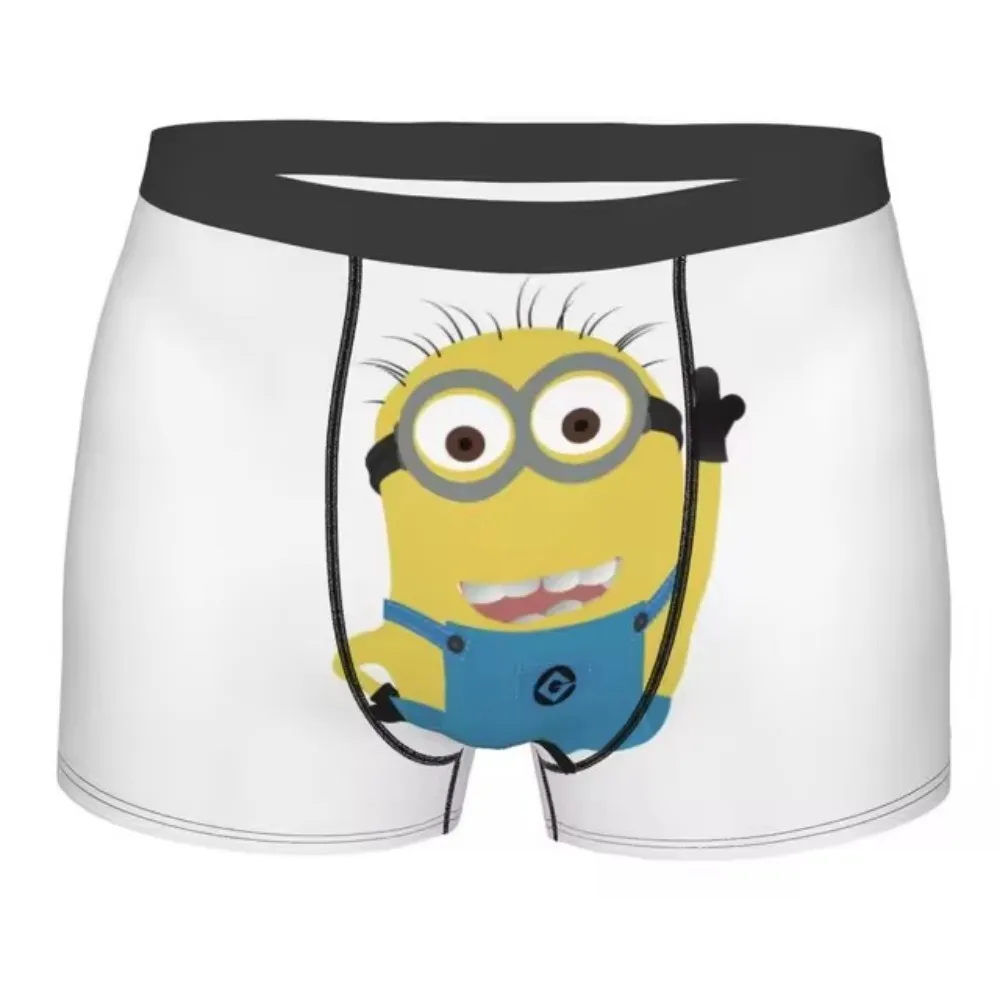 M-Minions-Bóxer con pistola de dibujos animados para hombre, ropa interior con estampado 3D, bragas, calzoncillos transpirables