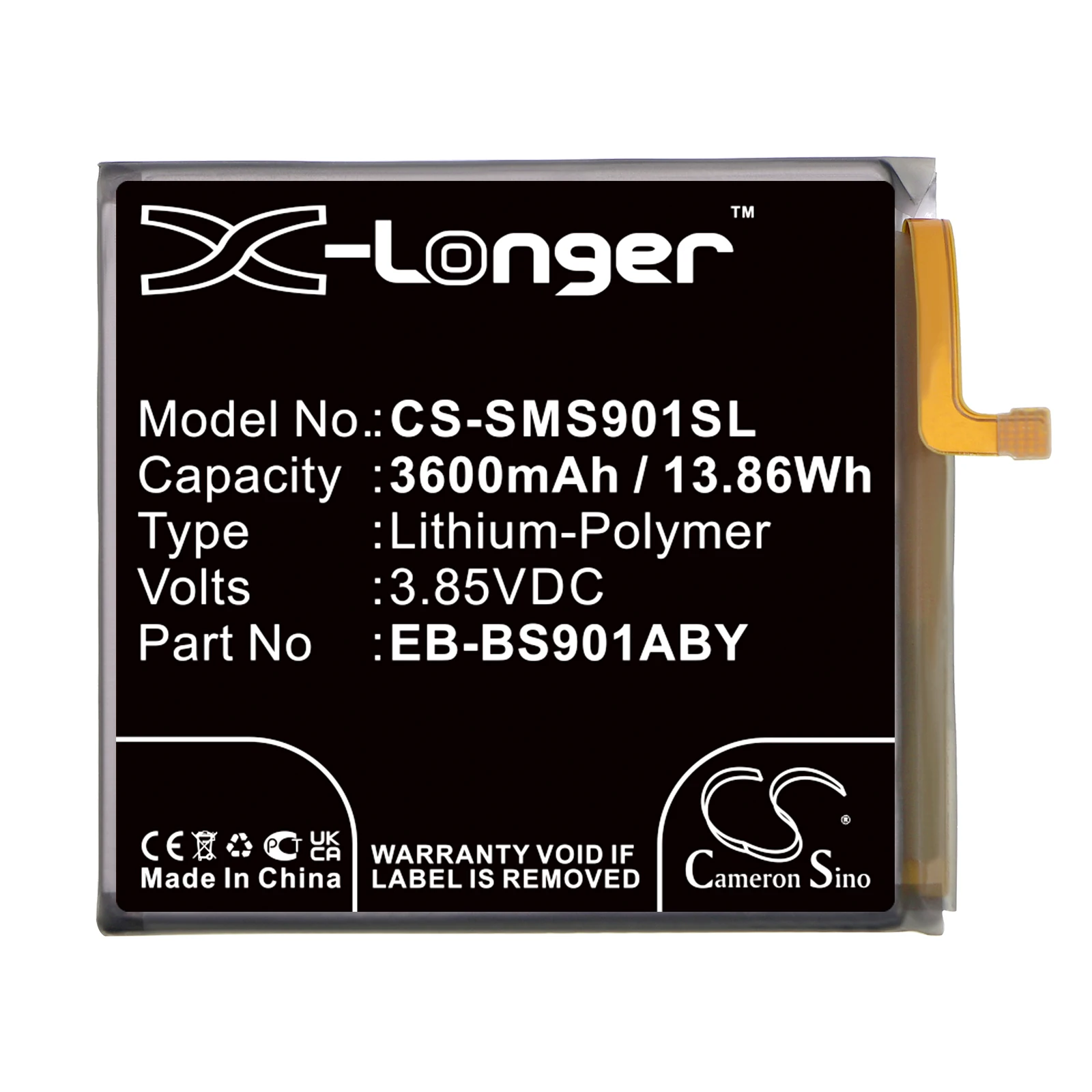 

Li-Polymer Mobile, SmartPhone Battery for Samsung,3.85V,3600mAh,Galaxy S22 5G SM-S901B/DS SM-S901U,EB-BS901ABY GH82-27494A