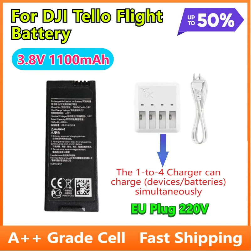 

3.8V 1100mAh Drone Battery for DJI Tello Flight Battery for Tello EDU RoboMaster TT Accessories+charging