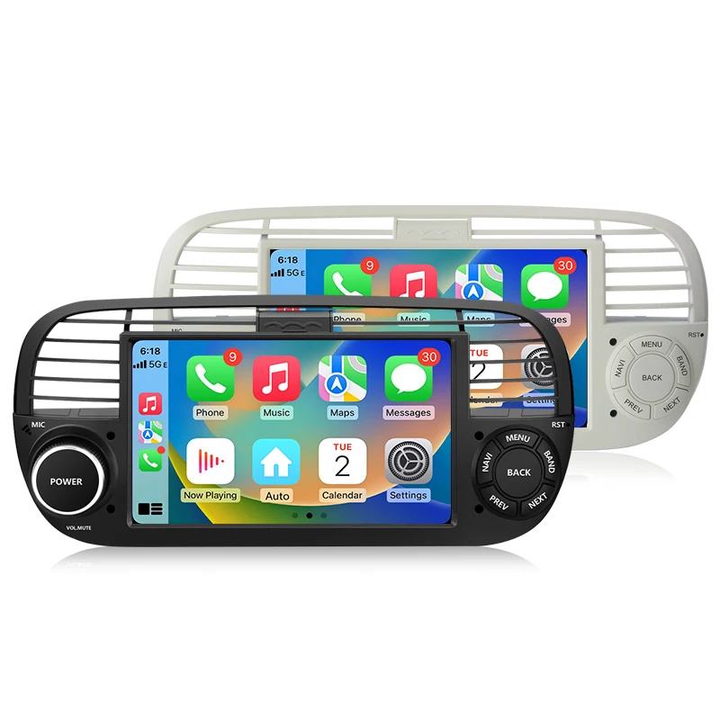 Junsun 7-Zoll-Android-Autoradio für Fiat 500 2007 - 2015, kabellos für Apple CarPlay, Auto-IPS-Touchscreen, Stereo-Multimedia-Videoplayer, intelligente Fahrzeugsysteme, 2-DIN-Autoradio-Haupteinheit,