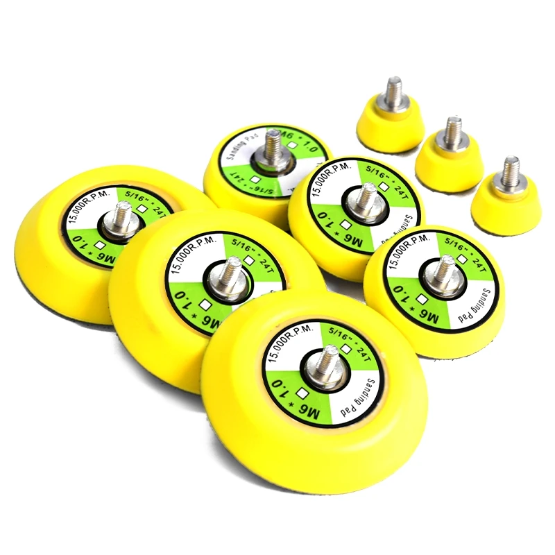 1-6 inch Polishing Sanding Pad Pneumatic Sander Disc Backer Plate Hook&Loop for Pneumatic Rotary Tool Grinder M6/M8 Thread
