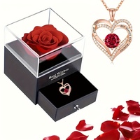 Luxury Red Zirconia Pendant Necklaces With Rose Flower Gift Box  Romantic Anniversary Party Birthday Wedding Gift Jewelry
