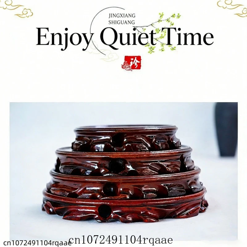 Wooden Round Display Stand Solid Wood Base for Bonsai Flower Pot Figurine Home Shelf Decor Tea Sets Tray Standing Flower Base