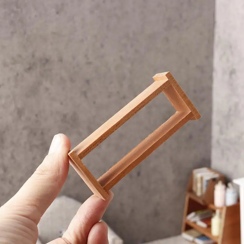 New 1PC 1/12 Dollhouse Mini Wooden Storage Rack Shelf Dollhouse Living Room Furniture Decoration Doll House Ornament Pretend Toy