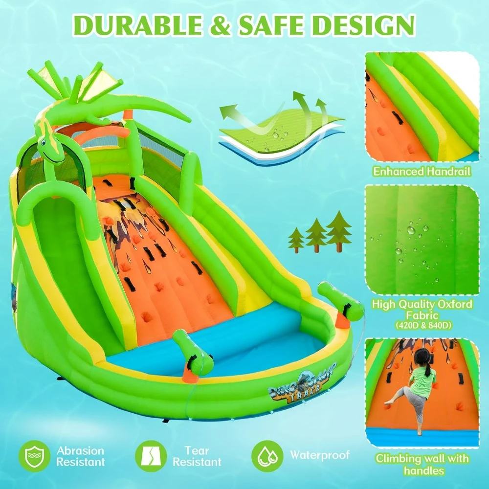 Inflatable Bounce House, Water Slide Bounce House with Climbing, Water Guns for Kids, Water Bounce House for Outdoor Indoor.