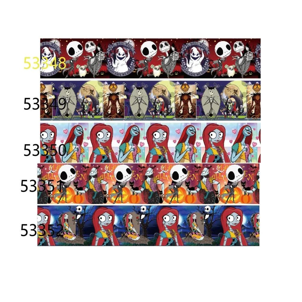 Halloween Disney pesadilla antes de Navidad cinta de grosgrain para lazos para el cabello DIY, suministros para manualidades, materiales hechos a mano 10 yardas