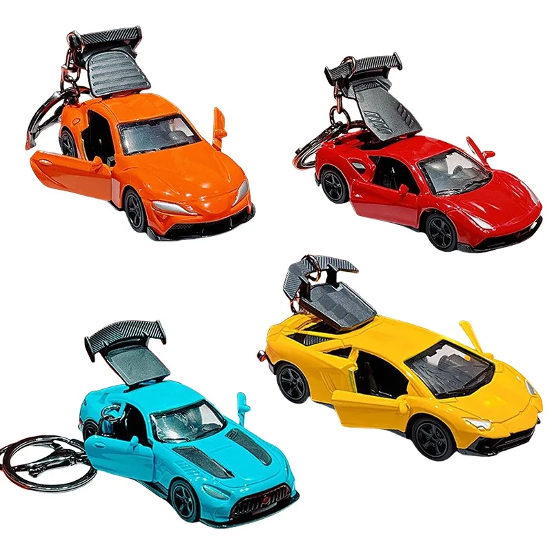 

Литая под давлением модель автомобиля, мини-спортивный автомобиль, брелок для ключей, модель автомобиля Porsche Bugatti, подвеска, игрушки для мальчиков, оригинальная коробка