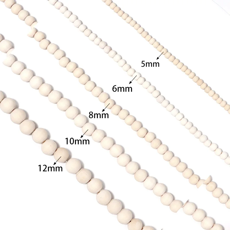 1 Strand Natural Wooden Beads 5-12mm Round Wood Ball Beads Loose Spacer Beads For DIY Jewelry Making Bracelet Necklace
