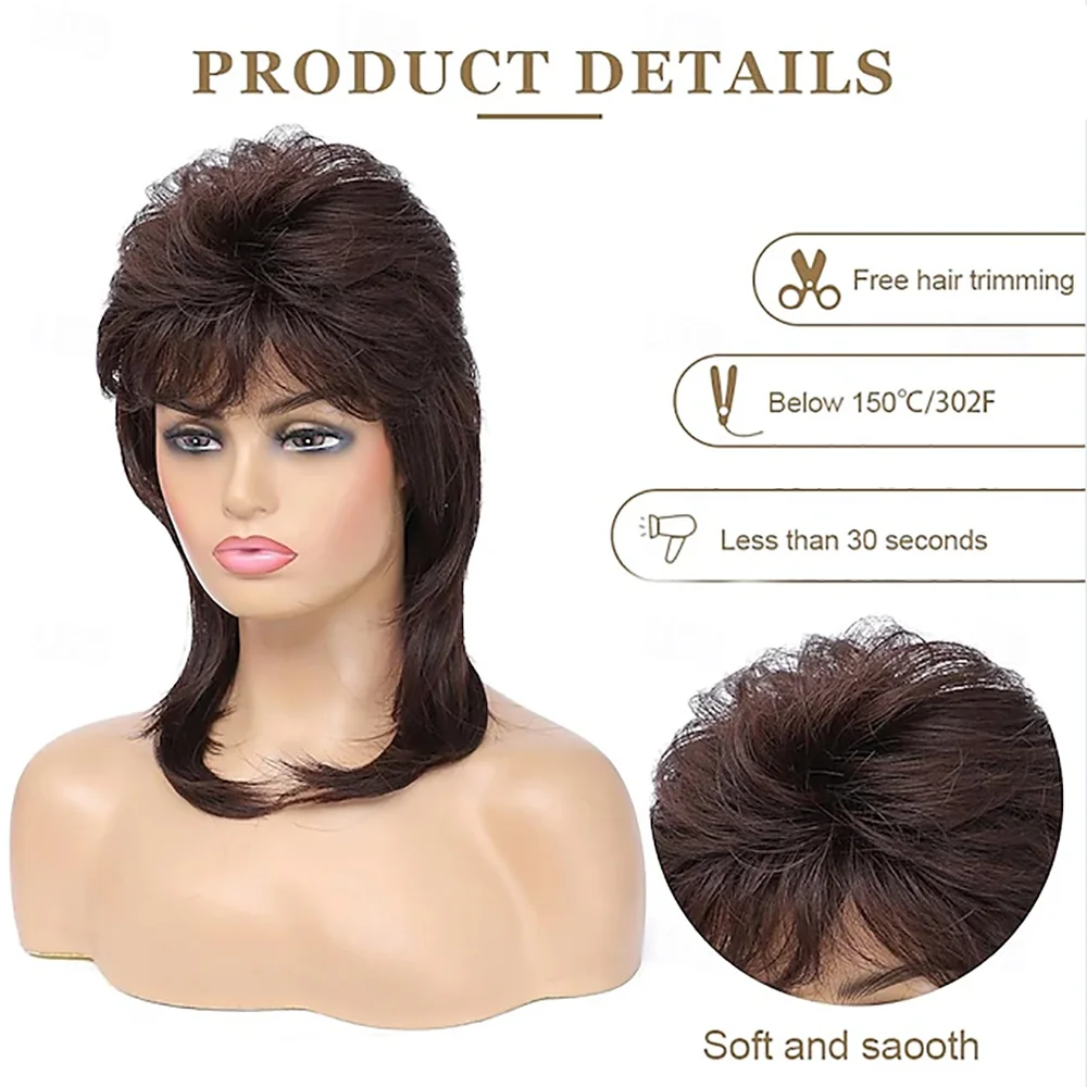 HAIRJOY Synthetic Hair Mullet Wigs for Women Joe DirtEmo Wig 80s 90s Costumes Fancy Party Accessory Cosplay Halloween Wig