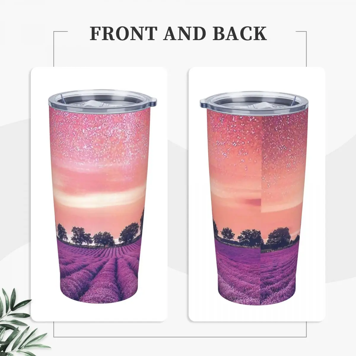 Stainless Steel Tumbler Lavender Fields Thermal Cups Starry Sky Print Insulated Cold and Hot Mugs Cup Travel Design Water Bottle