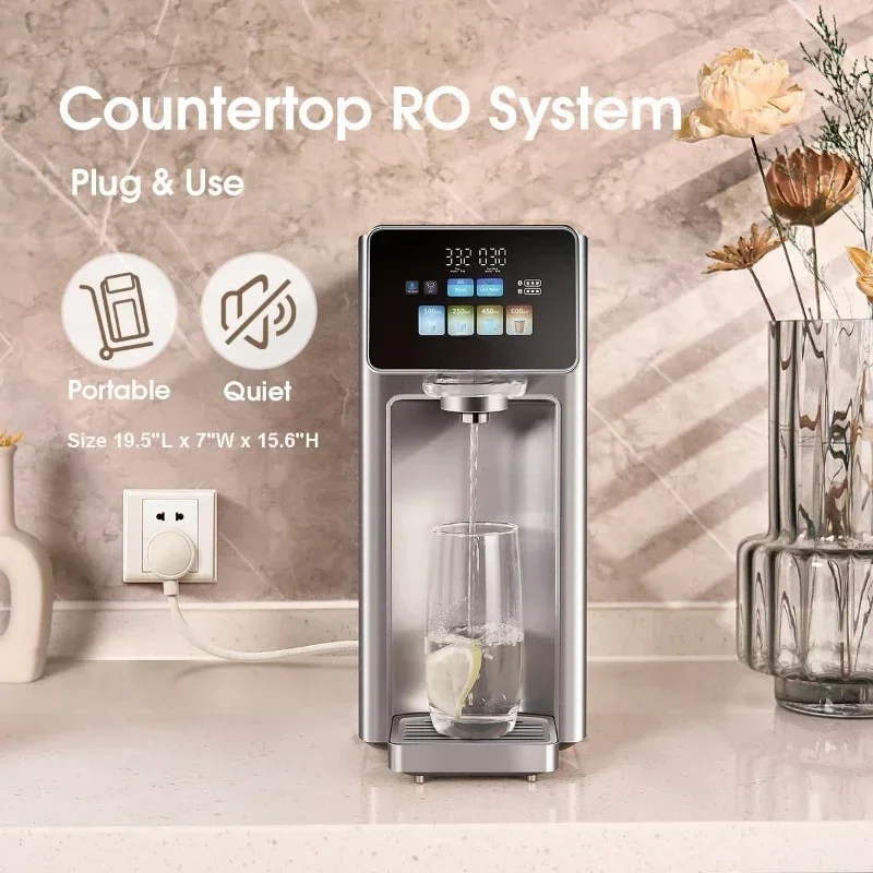 Hot Sellers.UV Countertop Reverse Osmosis Water Filter System, 6 Stage Countertop Alkaline Water Filter Pitcher, Flush with Pu.N