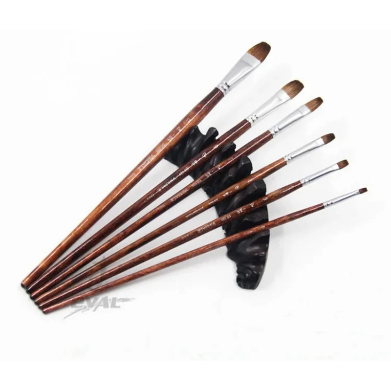 6pcs/Set weasel hair horse hair Mixed animal hair Birch rod Quaint style Gouache Paintbrush oil paint brush artists art brush