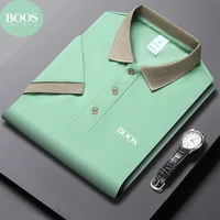 Nueva camiseta Polo de talla grande con logotipo bordado para hombre, camiseta de nailon fino de negocios de manga corta transpirable de alta calidad