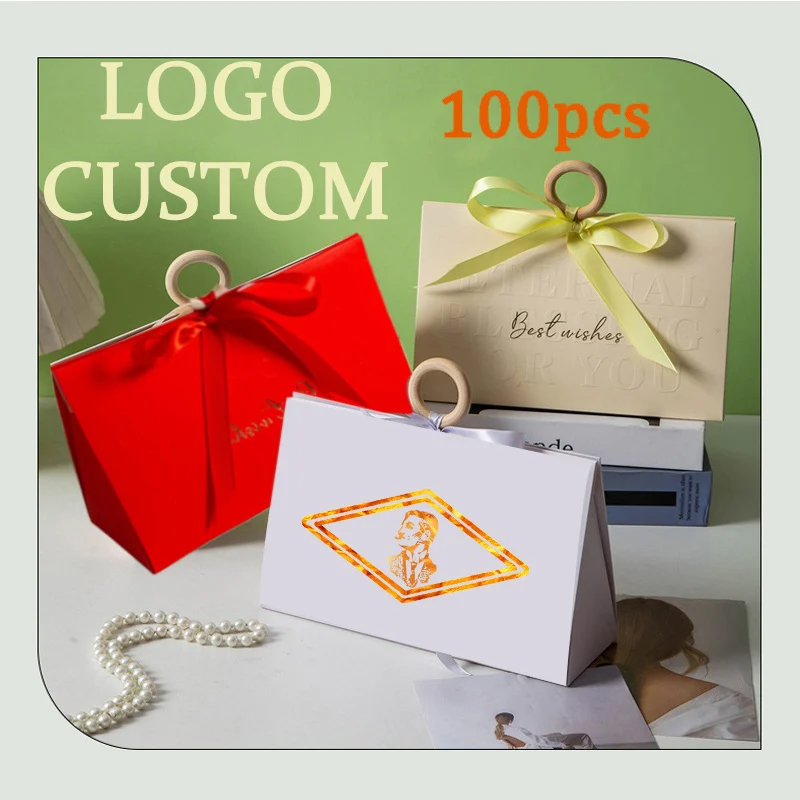 

100Pcs Gift Box Wedding Bridesmaid Gift Boxes Logo Customize Hair Wigs Packing Box Favor Box For Women Girls