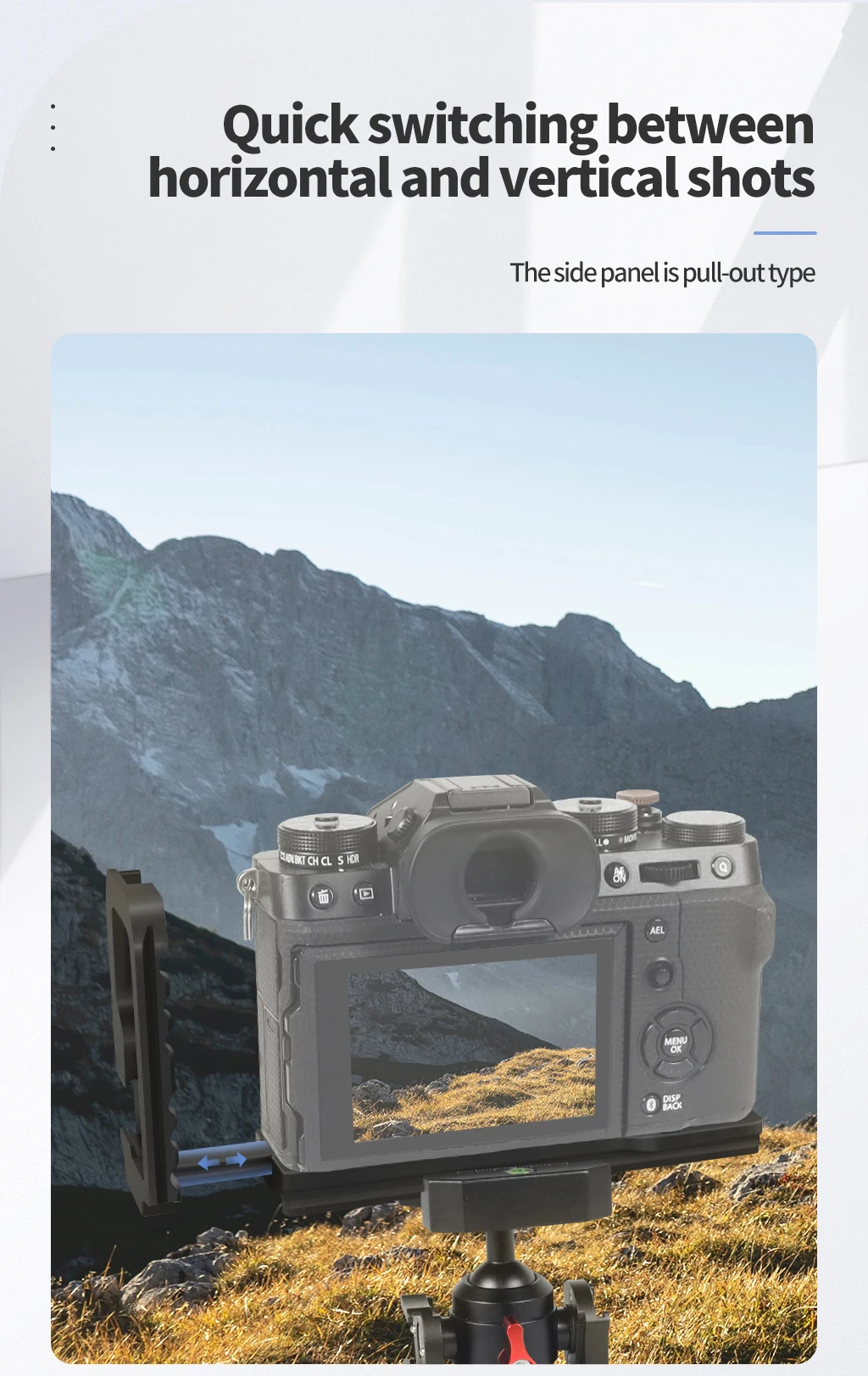 Xt5 schnell verschluss l platte halterung für fujifilm X-T5 kamera stativ arca-typ halter 1/4 kalt schuh horizontal vertikal handgriff – Detail 9