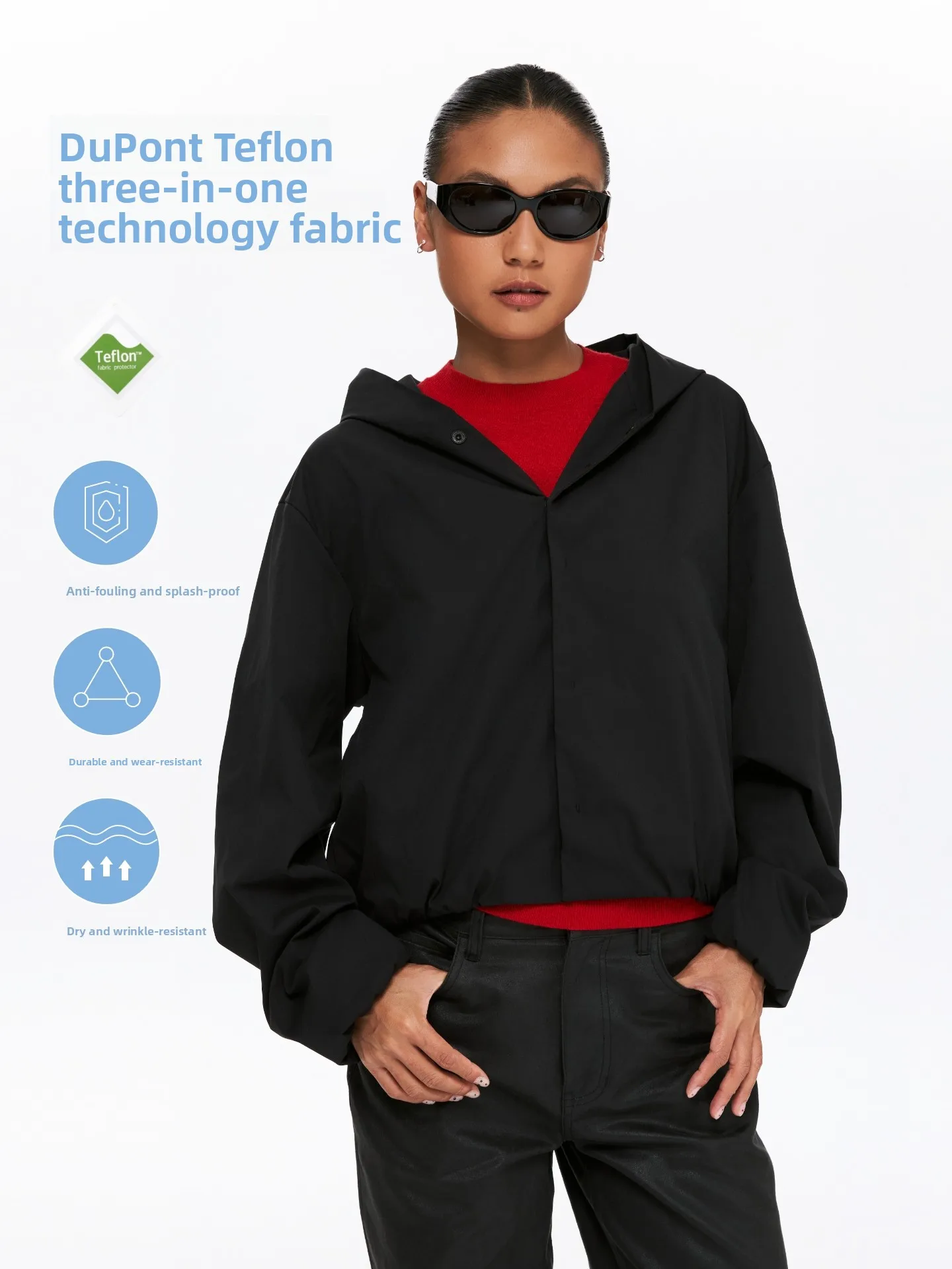 

Oneup Women's Windproof Fce-lined Hooded Jaet Spring Autumn Casual Loose Fit Bla Spor Sle Polyester Fabric Coat