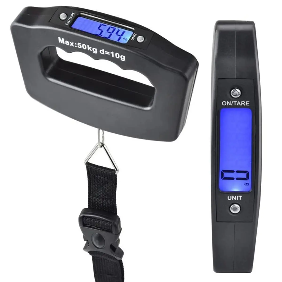 Digital Luggage Scale 50kg/110lb, Portable Handheld Scale with Backlight, Tare Function, 4 Units (g/kg/oz/lb) – Perfect for Tra