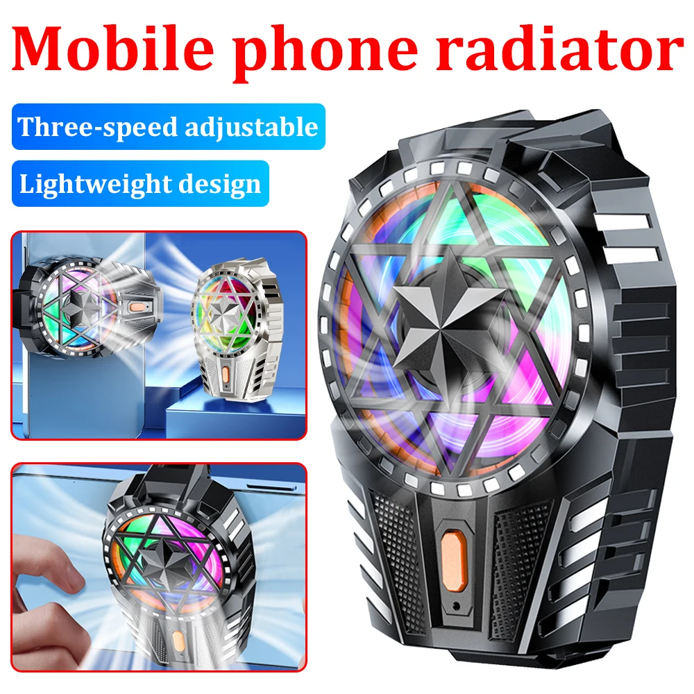 Phone Cooling Fan Rechargeable Battery Silent Cooler Three Speed Adjustable Cell Phone Fans Gaming Radiator Cooling Phone Temper