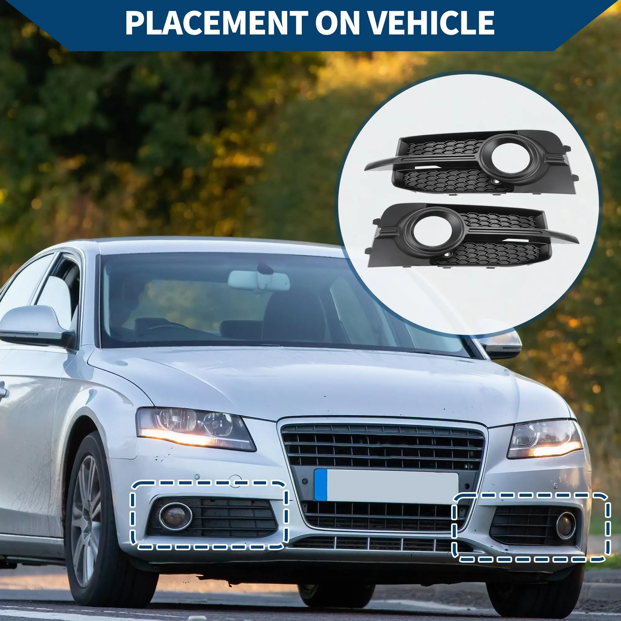 Front Bumper Fog Light Grill Honeycomb Mesh Fog Light Lamp Cover for Audi A1 OEM 8X0807682B S-Line 2010-2014 Unique Parts