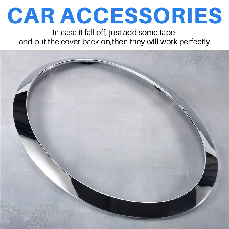 A19Q-For MINI Cooper F55 F56 F57 03-18 Chrome Left Right Front Headlights Frame Headlight Eyebrow Ring Cover Trim Replacement
