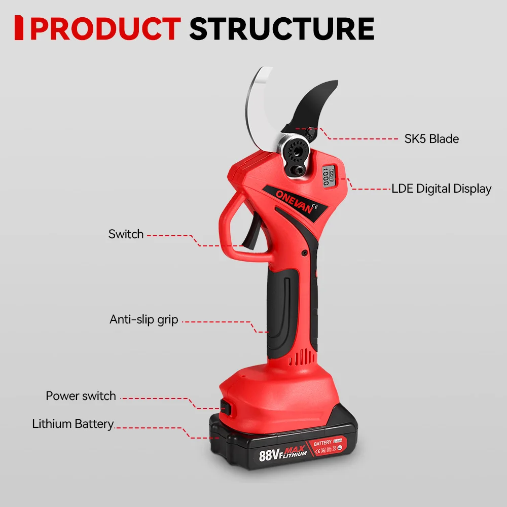 Brushless 55MM Electric Pruning Shears 2Gears Electric Battery Scissors Tree Branches Garden Pruning Tool For Makita 18V Battery