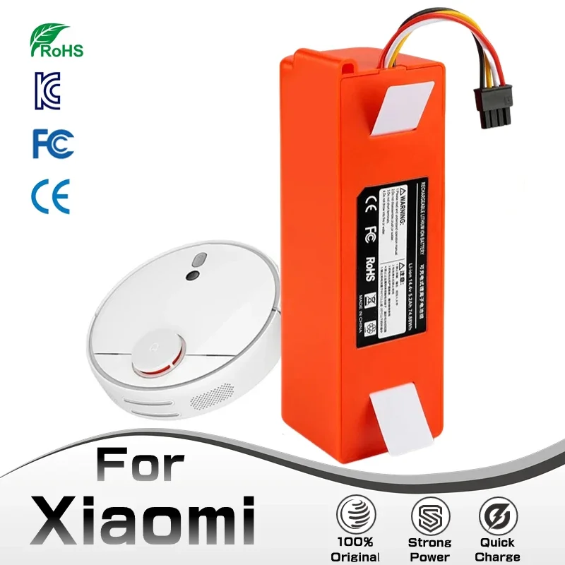 

14.4V 9800AH lithium Battery BRR-2P4S-5200D For XIAOMI 1S 1ST Roborock SDJQR01RR Sweeping Mopping Robot Vacuum Cleaner 12800mAh