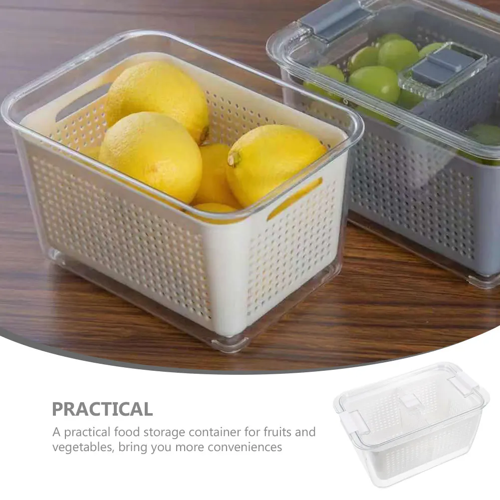 Fruit Storage Container With Drainage Holes Compact Freshness Keeper For Berries Grapes Strawberries Vegetables