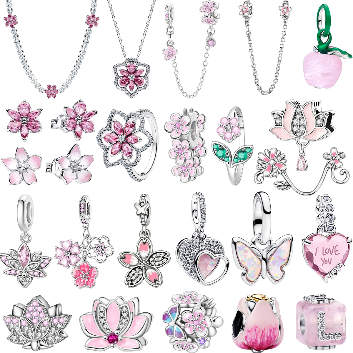 Offres Spéciales – Pendentif Perle Fleur Rose en Argent Sterling 925 avec Zircon, Idéal pour Bracelets et Colliers DIY pour Femmes, Cadeaux Bijoux