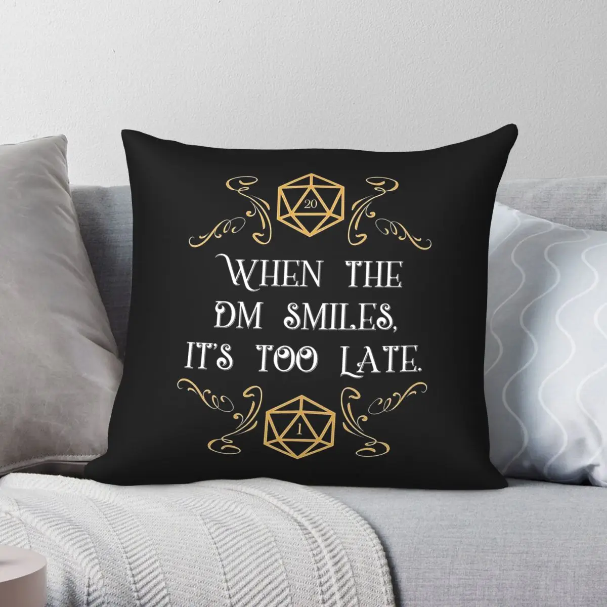 Master Smiles It's Too Late Dice Pillowcase Polyester Linen Velvet Printed Zip Decor Throw Pillow Case Sofa Cushion Case 45x45