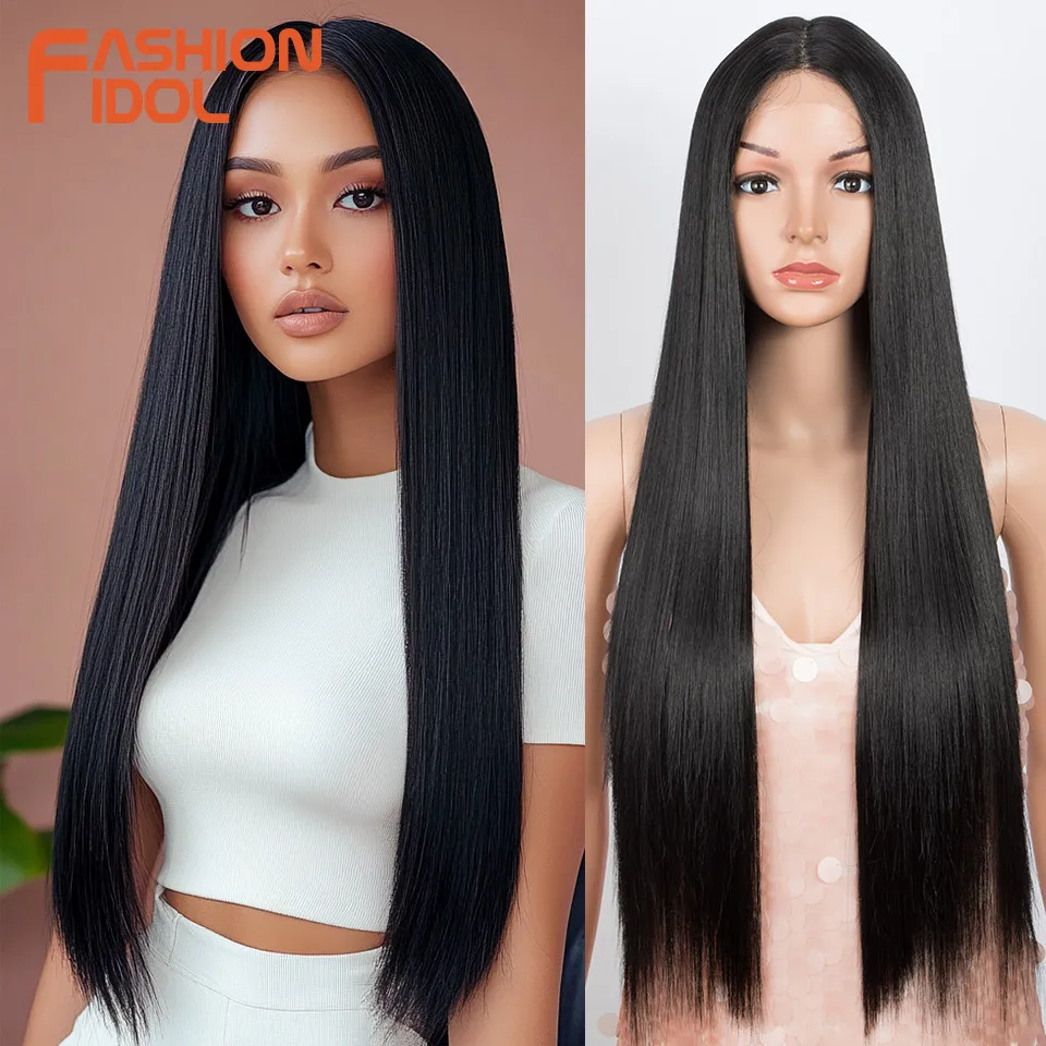 

Модные парики FASHION IDOL 30 дюймов/75 см, прямые, с эффектом Yaki, на кружевной основе, синтетические, с омбре-эффектом (блонд-коричневый), для косплея, из термостойкого волокна