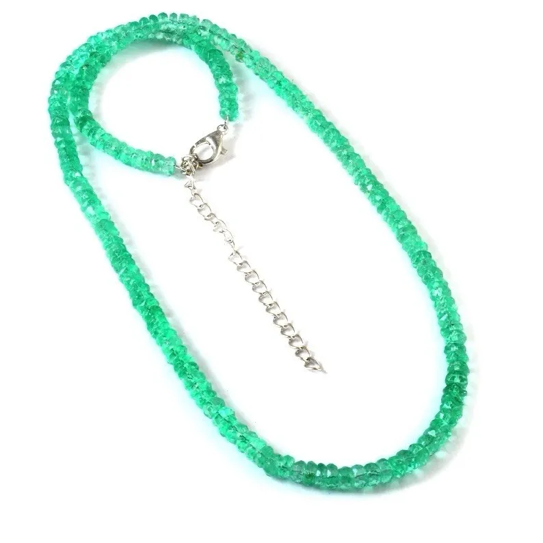

20 Inch Emerald Necklace Natural Beryl Beads 2-4mmRound Faceted Handmade