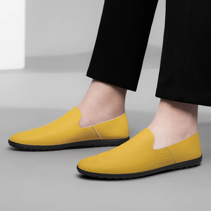 

Casual men's leather shoes Comfortable flat bottomed style Formal Business Leisure Party Lightweight adult shoes Spring summer