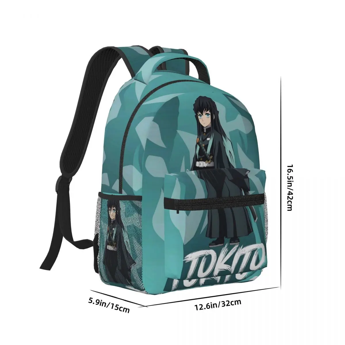 Muichiro Tokito Demon Slayer For Girls Boys Large Capacity Student Backpack Lightweight waterproof Backpack 17in