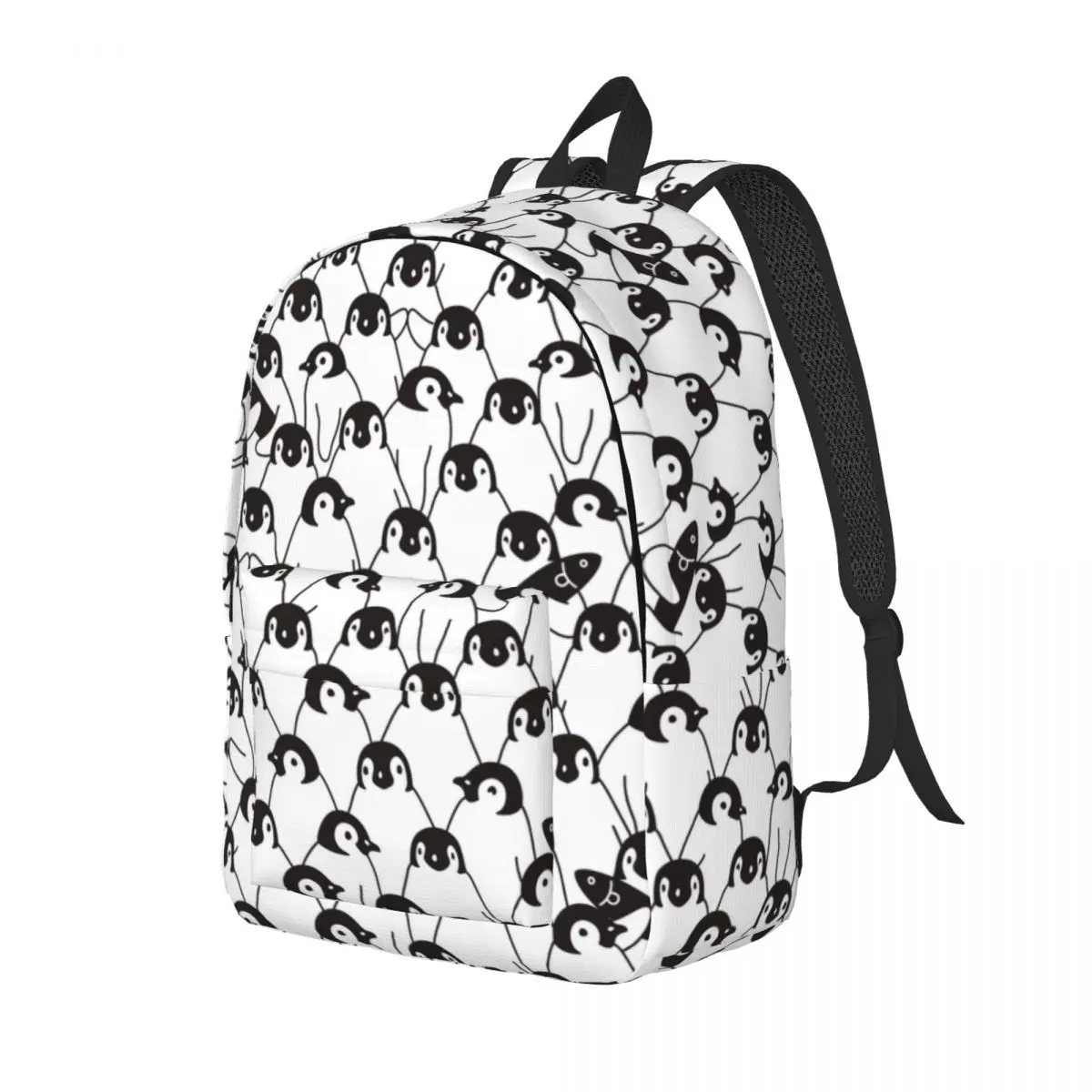 Mochila de grande capacidade para homens e mulheres, Bolsa escolar para estudante, bonito padrão pinguim