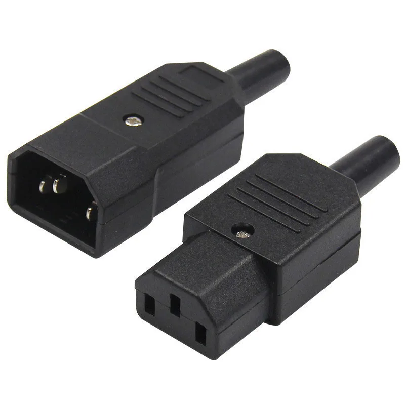 3 Pin IEC electrical AC 110v 250v Male Female power Plug supply Socket cable wire connector Straight C13 C14 10A Rewirable C1