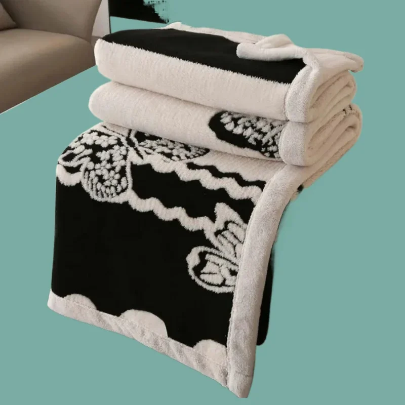 New double-layer jacquard composite European cotton fleece blanket lunch break blanket four seasons sofa blanket